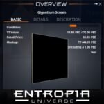ขาย Gigantium Screen ในเกม Entropia Universe